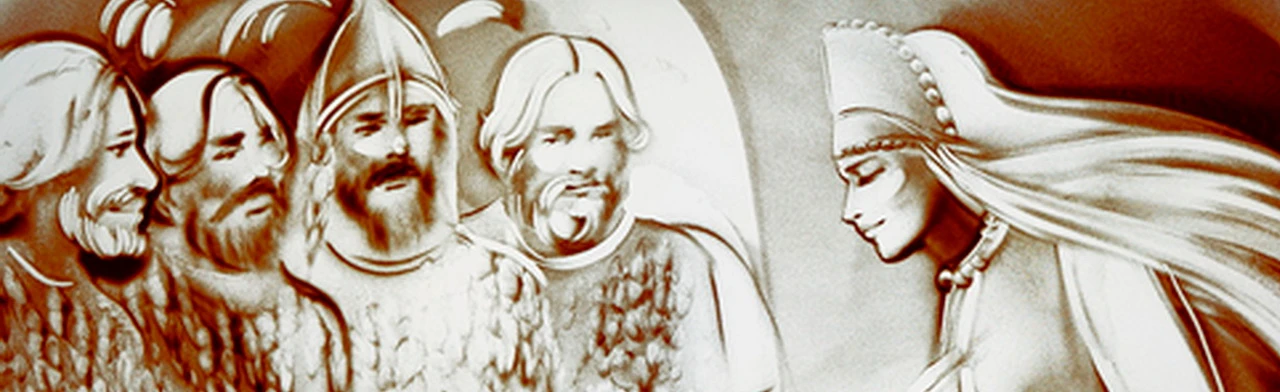 Постер Сказка о мертвой царевне и семи богатырях: Музыкально-песочная фантазия в Нижнем Новгороде