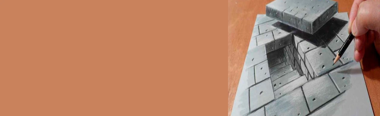 Постер Иллюзия, 3D рисунок, графитный карандаш, фломастеры. Мастер-класс в Оренбурге