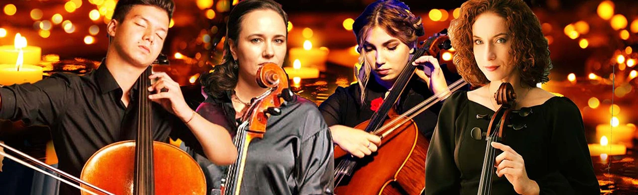 Постер Концерт 1000 свечей, четырех виолончелей и фортепиано - классика, киномузыка, танго, рок и поп