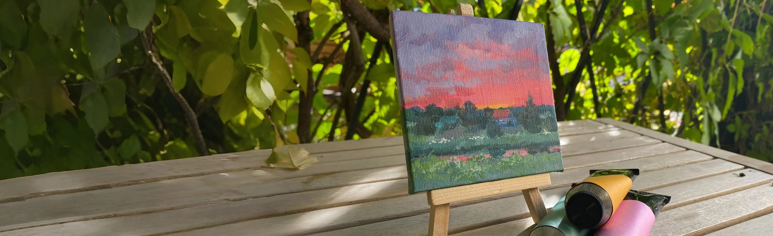 Постер Мини-картина на мольберте. Мастер-класс по рисованию акрилом